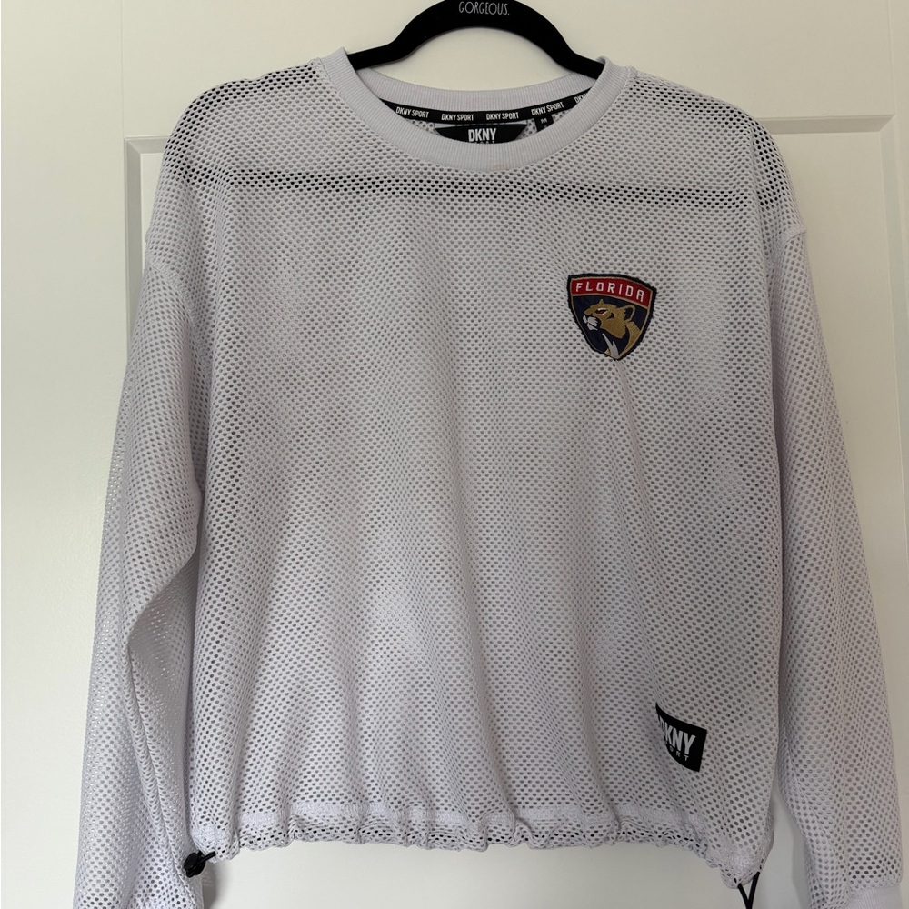 DKNY Sport White Mesh Florida Panthers Athletic Pullover